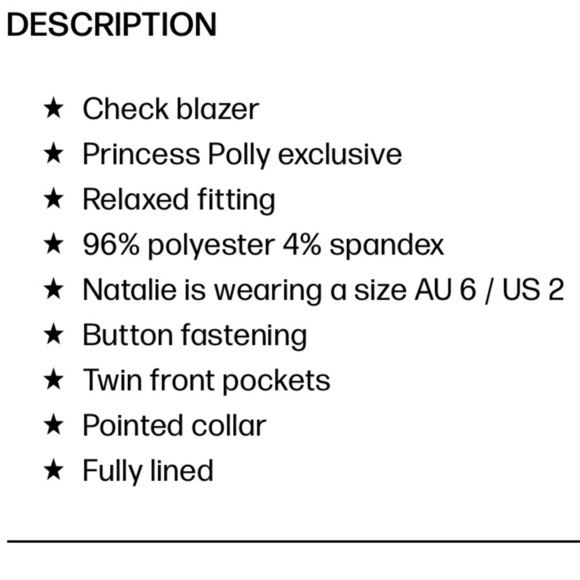 Princess Polly Mrs Nancy Blazer blue check plaid print - Picture 8 of 11